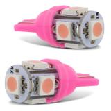 Par Lâmpadas LED T10 W5W Pingo 5 LEDs 4W 12V Luz Rosa Aplicação Farol Meia Luz - M.x.