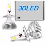 Par Lâmpadas Super LED 3D Headlight H4 6000K 12V 50W 4500LM Efeito Xênon Carro Moto - Shocklight