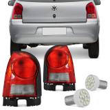 Par Lanterna Traseira Gol G4 06 a 09 10 11 12 13 14 Fumê + Par Lâmpadas Luz Ré Super Branca 12 LEDs - Prime