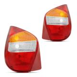 Par Lanterna Traseira Palio Fire G2 2001 2002 2003 2004 2005 2006 Tricolor Borda Vermelha - Kit prime