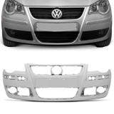 Para-choque Dianteiro Polo Sedan Hatch 2007 2008 2009 2010 2011 2012 Primer e Preto Furo para Milha - Dts