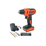 Parafusadeira E Furadeira a Bateria 12v de Ion Lítio Bivolt com 13 Acessórios Preta E Laranja - Black decker