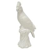 Passaro decorativo de ceramica branca - 12x31 cm - Btc decor