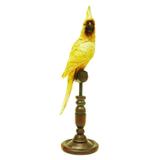 Passaro decorativo de resina e metal - amarelo - Btc decor