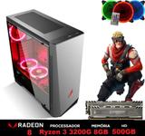 PC Gamer Explose Z6-1 AMD Ryzen 3200G 4.0GHZ (Placa de vídeo Radeon VEGA 8) 8GB BALLISTIX 2666MHZ DDR4 HD 500GB - 3GREEN