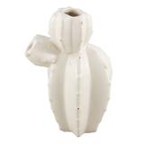 Peça Decorativa de Cerâmica Branca Cacto - Decorafast