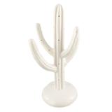 Peça decorativa de ceramica branco cactos 10,5cm x 8cm x 19c - Btc decor