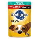 Pedigree Sachê Sabor Carne ao Molho Para Cães Adultos de Raças Pequenas 100g