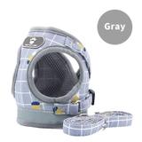 Peitoral colete com reforço para cães 3 a 4,5kg + guia cinza xadrez - Hatelix