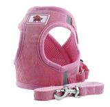 Peitoral colete com reforço para cães até 1,5kg + guia - rosa - Hatelix