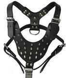 Peitoral Em Couro Spikes Para Pitbull Pastor Bullterrier - Pet import