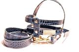Peitoral tirinhas croco azul - Buccary pet