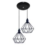 Pendente Aramado Modelo Diamante - 02 Juntos - Preto - Lustres amandini