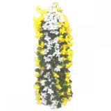 Pendente flores artificiais c/ suporte de parede amarelo+bra - Yomdid