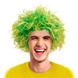 Peruca Curta Cabelo Crespo Mesclado Verde e Amarelo Brasil CP111 - Festabox