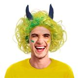 Peruca Curta Enrolada Mesclada com Cifre Verde e Amarelo Brasil CP103 - Festabox