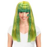 Peruca Lisa Longa com Franja Verde e Amarelo Brasil CP113 - Festabox