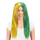 Peruca Lisa Longa Verde e Amarelo Brasil CP114 - Festabox