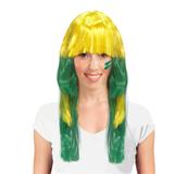 Peruca Longa com Camadas Verde e Amarelo Brasil CP117 - Festabox