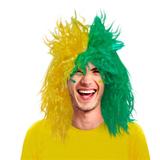 Peruca Longa Crespa Verde e Amarelo Brasil CP120 - Festabox
