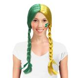 Peruca Longa Trançada Verde e Amarelo Brasil CP119 - Festabox