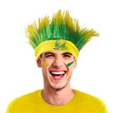 Peruca Mesclada Arrepiada com Faixa Verde e Amarela Brasil CP126 - Festabox