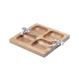 Petisqueira 20,5 cm de madeira e zamac Acácia Palmeira Bon Gourmet - 26006