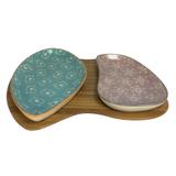 Petisqueira de bamboo e cera mica com 2 bowls - Btc decor