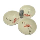 Petisqueira de ceramica flamingos 19,6cm x 19,6cm x 10,2cm - Btc decor