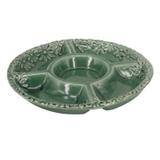 Petisqueira de porcelana verde 26,5cm x 3,6cm - Btc decor