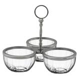 Petisqueira em Metal e Vidro 3 Compartimentos - Prime home decor