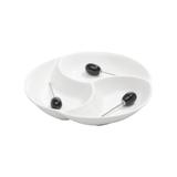 Petisqueira Porcelana 20cm Com 3 Palitos Branco Wolff