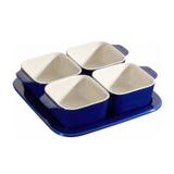 Petisqueira Quadrada em Cerâmica 19cm Staub Azul