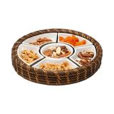 Petisqueira Redonda 6 Divisões 34X4cm com Sup. Rattan - Rojemac