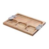 Petisqueira Retangular de Acácia Abacaxi Prata 28cmx20,5cmx2cm Rojemac