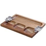 Petisqueira Retangular de Acácia Coruja Prata 28cmx20,5cmx2cm Rojemac