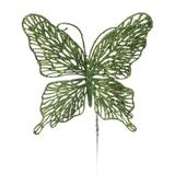 Pick Borboleta Decoração Natal C/Glitter 29Cm Verde - Cromus