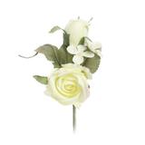 Pick De Flor C/ Folhas Artificial Decoração 12 Unid. Creme - Cromus