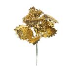 Pick Decoração Natal Folhas E Frutos 21Cm Ouro - Cromus