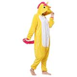 Pijama Kigurumi Importado de Unicórnio Amarelo com Touca - Fantasia de unicórnio