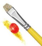 Pincel Chato Curto Lixado Cerda Natural Cabo Longo Amarelo 454 - Condor