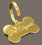 Pingente de Identificação para Cachorro Folheado a Ouro Formato de Osso Liso - M - Pet elegante