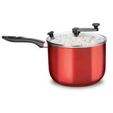 Pipoqueira tampa de vidro antiaderente MTA 4,8 litros cor Vermelha Cod. 4040