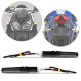 Pisca Seta Moto Sport LED Âmbar Modelo Slim Lente Fume Plug De Borracha Flexível Universal Preto Par - St