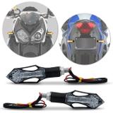 Pisca Seta Moto Sport LED Âmbar Universal Com Plug De Borracha Flexível Preto Par - St