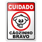 Placa - Cuidado Cãozinho Bravo - 15 x 20cm - Yaay
