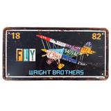 Placa De Carro Decorativa Em Alto Relevo Fly Wright Brothers - Versare anos dourados