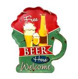 Placa De Metal Cerveja - Free Beer Here Welcome - Camarim móveis