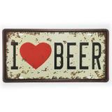 Placa de Metal Decorativa I Love Beer - Yaay