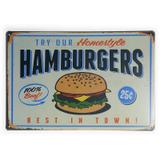 Placa de Metal Hamburgers - 30 x 20 cm - Yaay